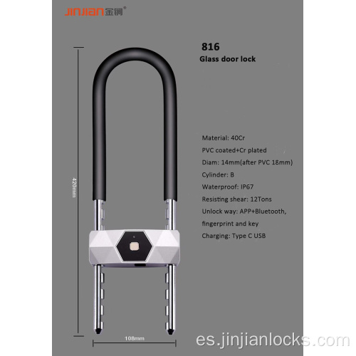 Aleación de aluminio IP67 Smart U Lock con huella digital